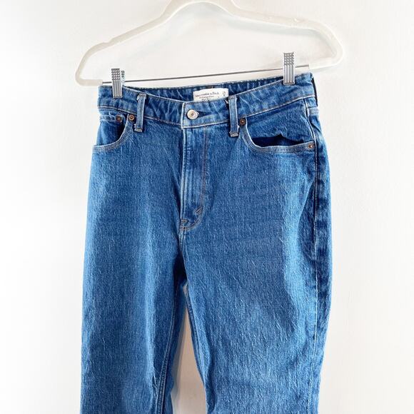 Abercrombie High Rise Vintage Flare Jeans Curve Love Dark Wash Blue 8 Short - Picture 7 of 9